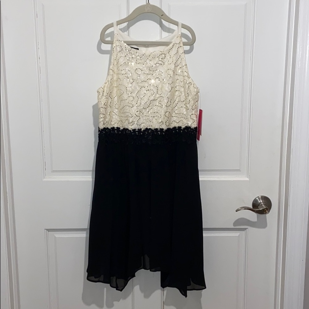Girls size 14 dressy black & white party dress